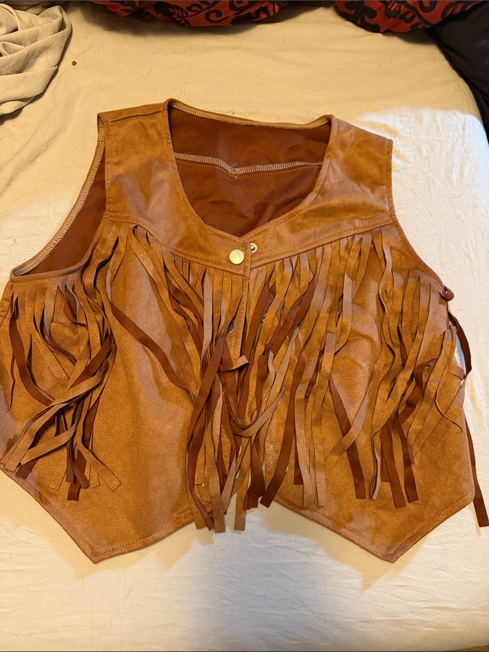 Women’s Fringe Suede Vest - Brown